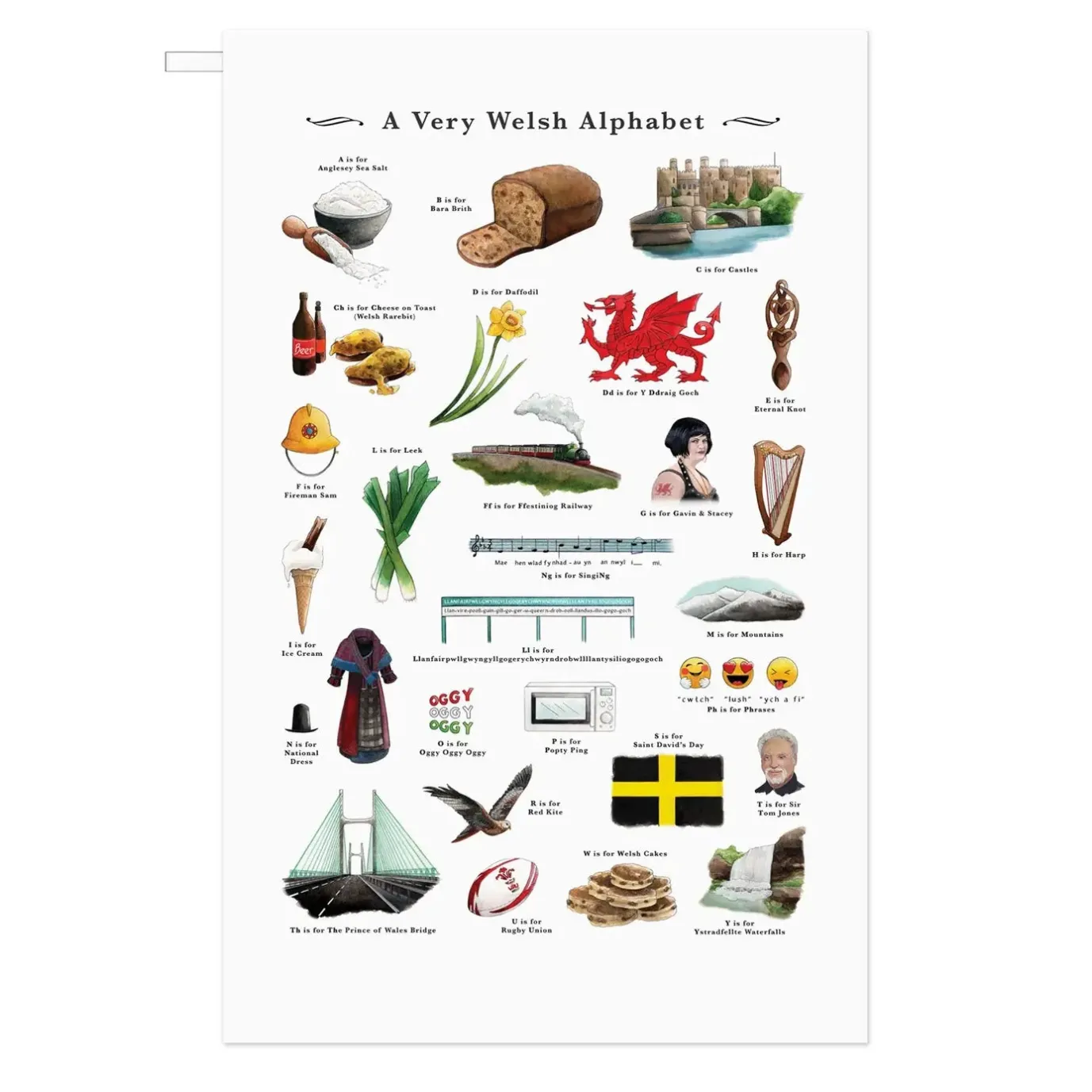 A Very Welsh Alphabet Tea Towel