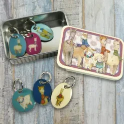 Alpaca and Friends Set of 6 Stitch Markers in a Pocket Tin