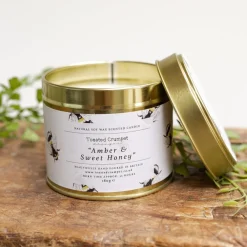 Amber & Sweet Honey Candle in a Matt Gold Tin