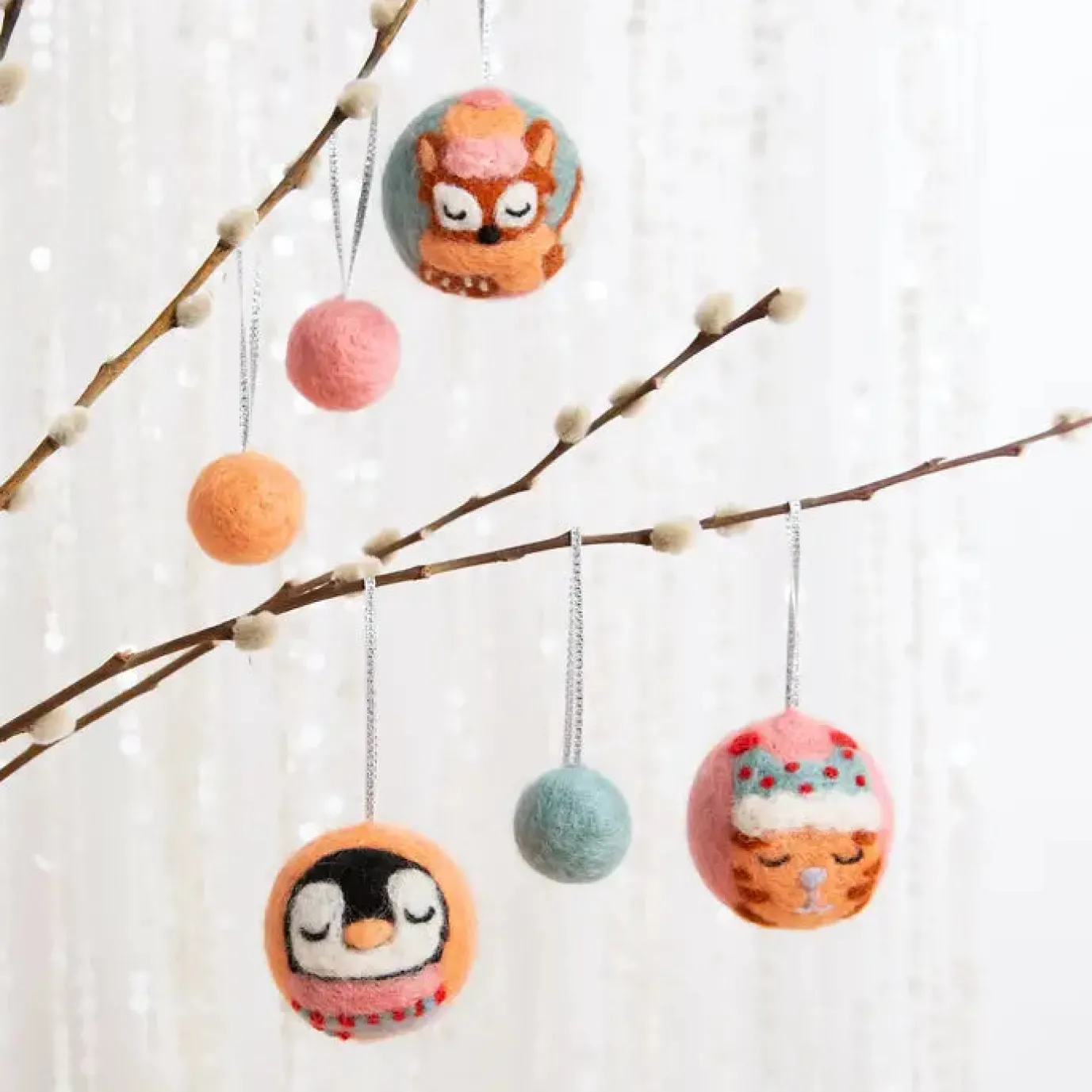 Animal Christmas Baubles Felt Craft Kit