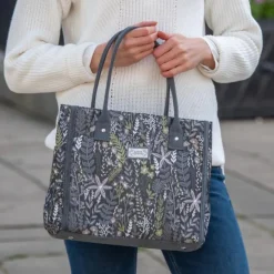 Autumn Jacquard Grey Tote Bag