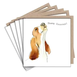 Bassett Hound "Thank Yooouu!" Set of 5 Thank You Notecards