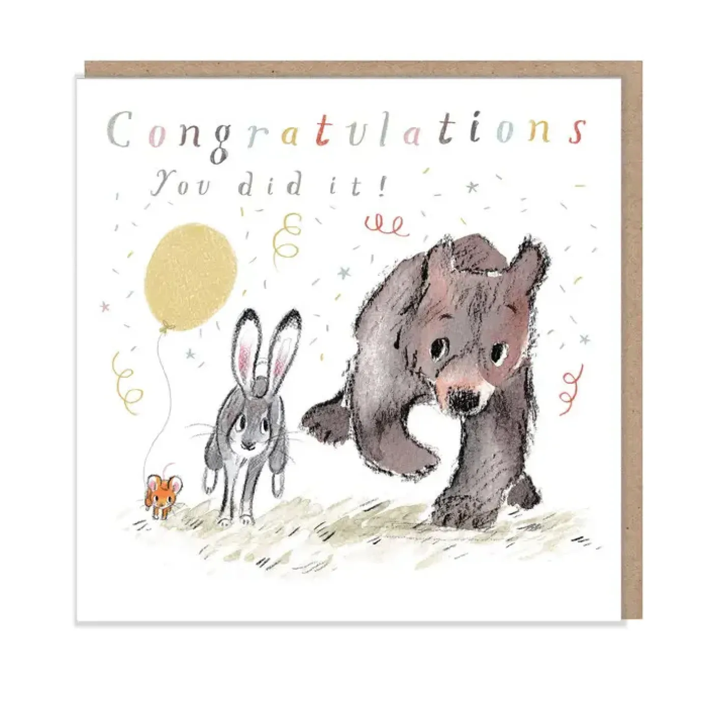 Bear and Hare "Congratulations You did it" Celebration Greetings Card