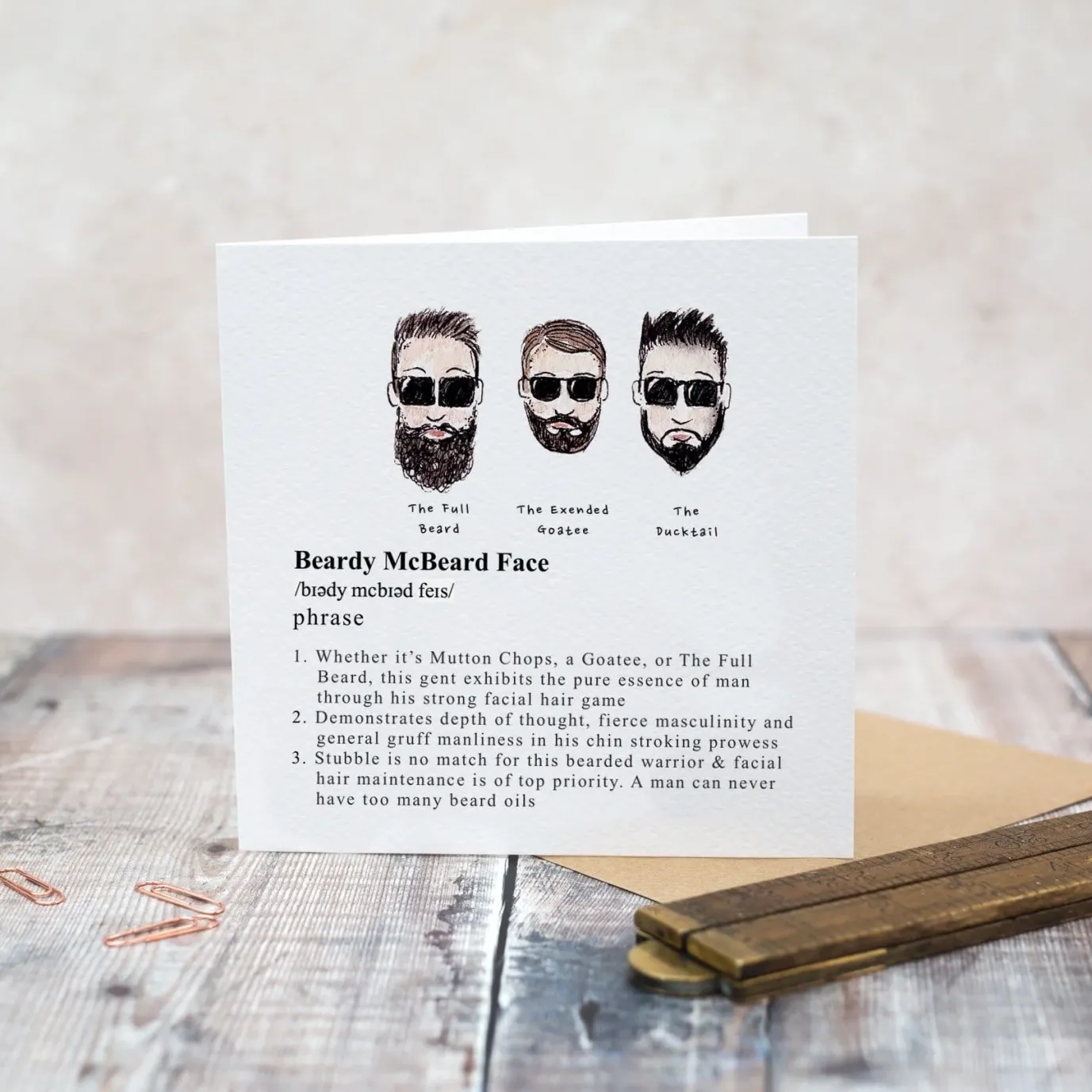 Beardy McBeard Face Greetings Card