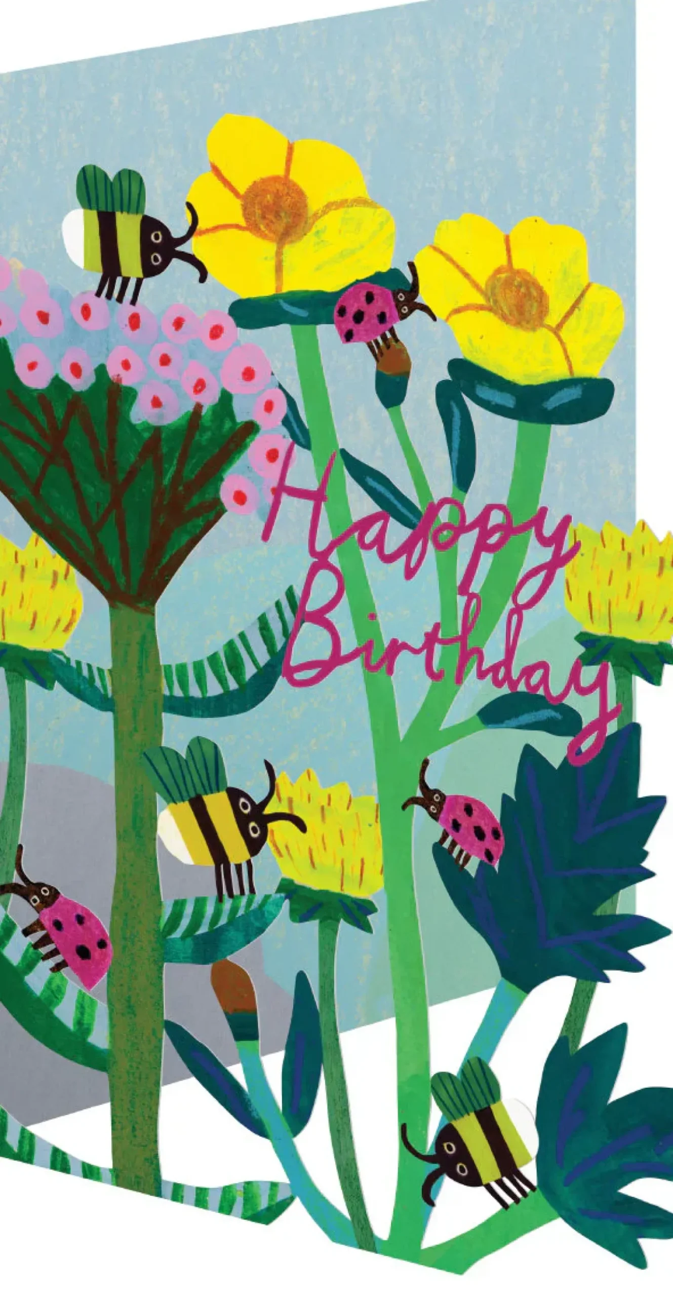 Bees & Ladybirds, Birthday Laser Greeting Card