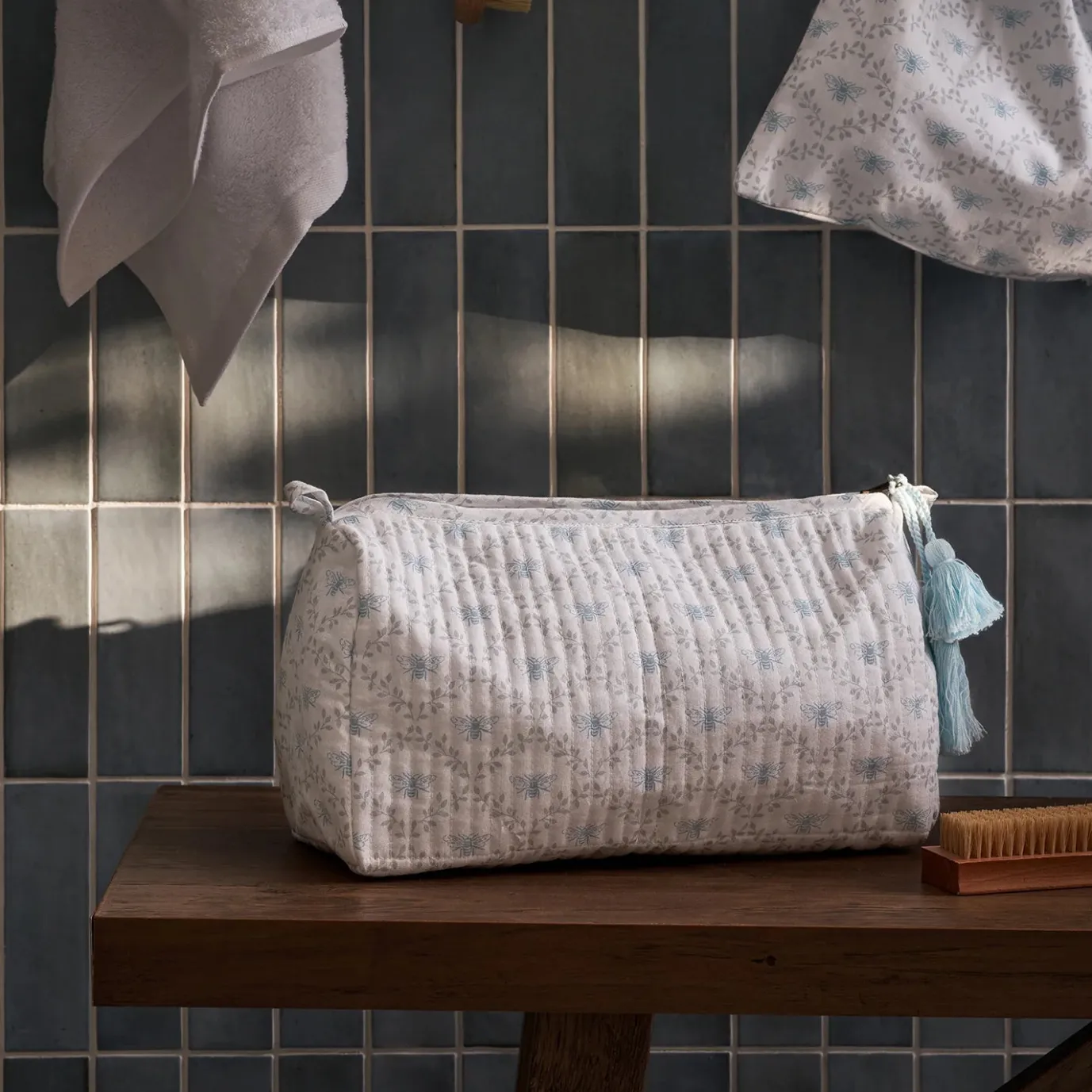 Bees & Leaves Quilted Cotton Make up Bag