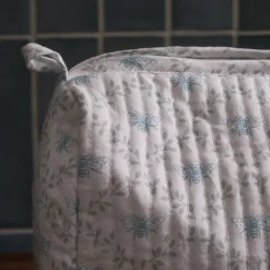 Bees & Leaves Quilted Cotton Wash Bag - Large