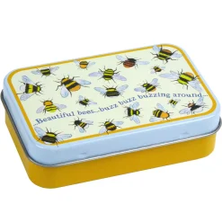 Bees Hinged Small Rectangular Tin