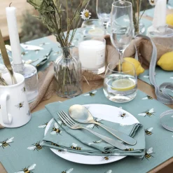 Bees Teal Fabric Placemat - Set of 2