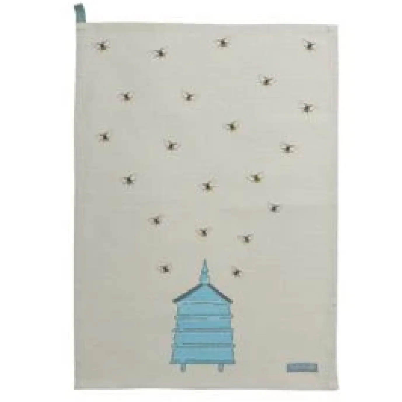 Bees Teal Scene Tea Towel