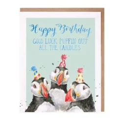 'Birthday Candles' Puffin Birthday Greetings Card