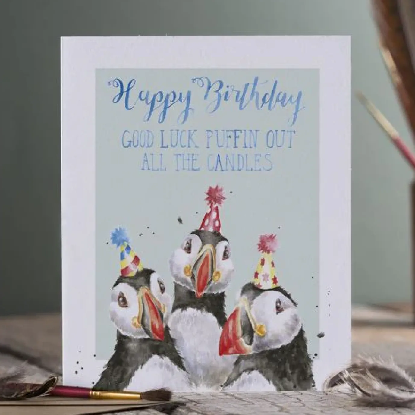 'Birthday Candles' Puffin Birthday Greetings Card