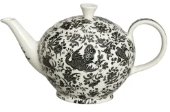 Black Regal Peacock Large Teapot