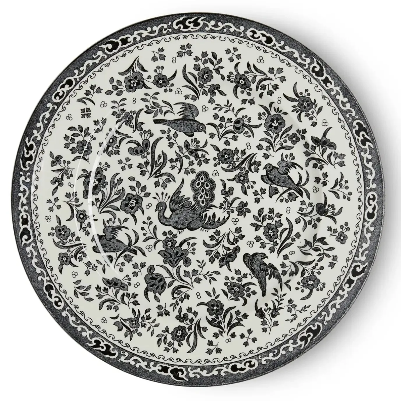 Black Regal Peacock Large Plate 10 in