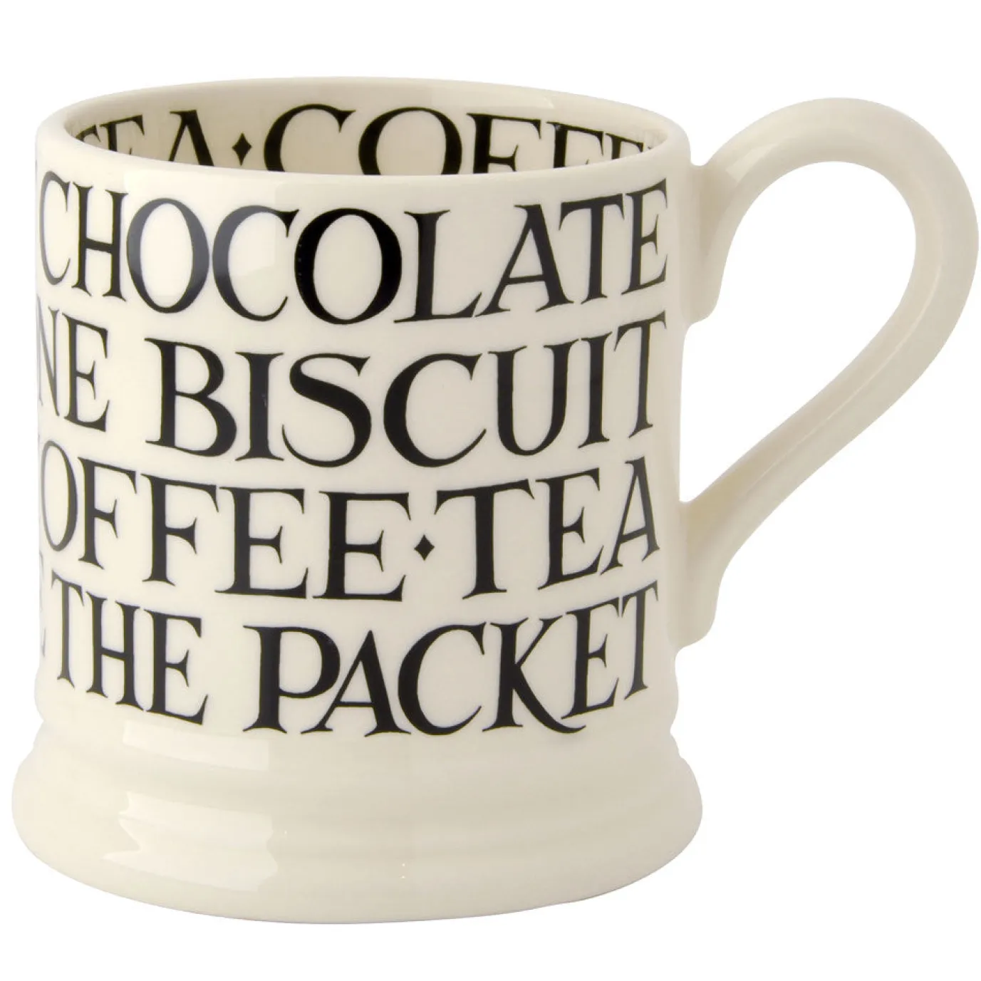 Black Toast All Over Writing 1/2 Pint Mug