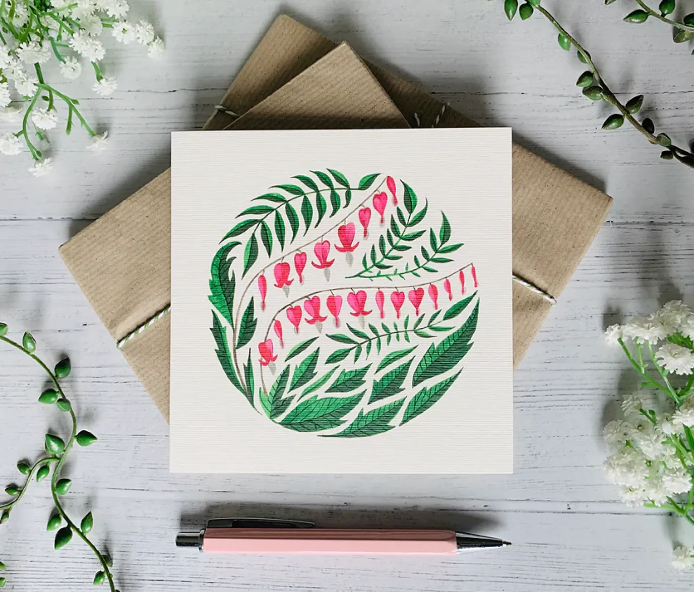 Bleeding Hearts Greeting Card