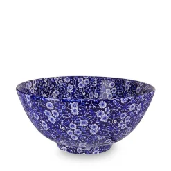 Blue Calico Large Footed Bowl
