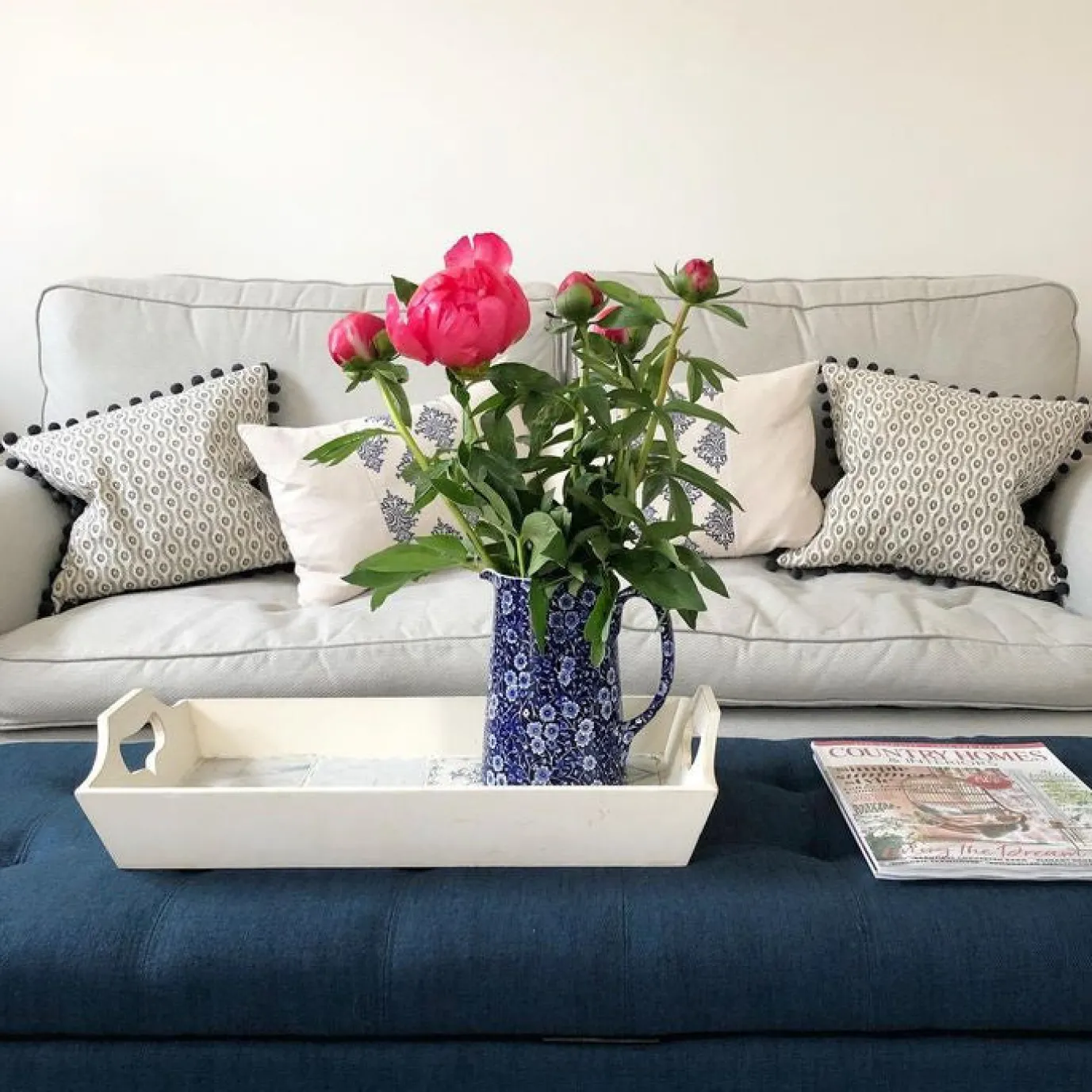 Blue Calico Large Tankard Jug
