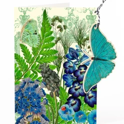 Blue Garden Butterfly Hanging Fandangle Card
