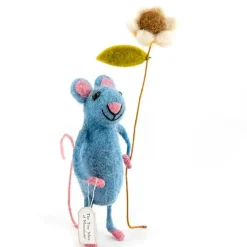Blue Mouse Holding A Flower