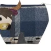 Blue Tantallon Highland Cow Tweed  Purse