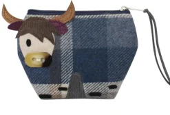 Blue Tantallon Highland Cow Tweed  Purse
