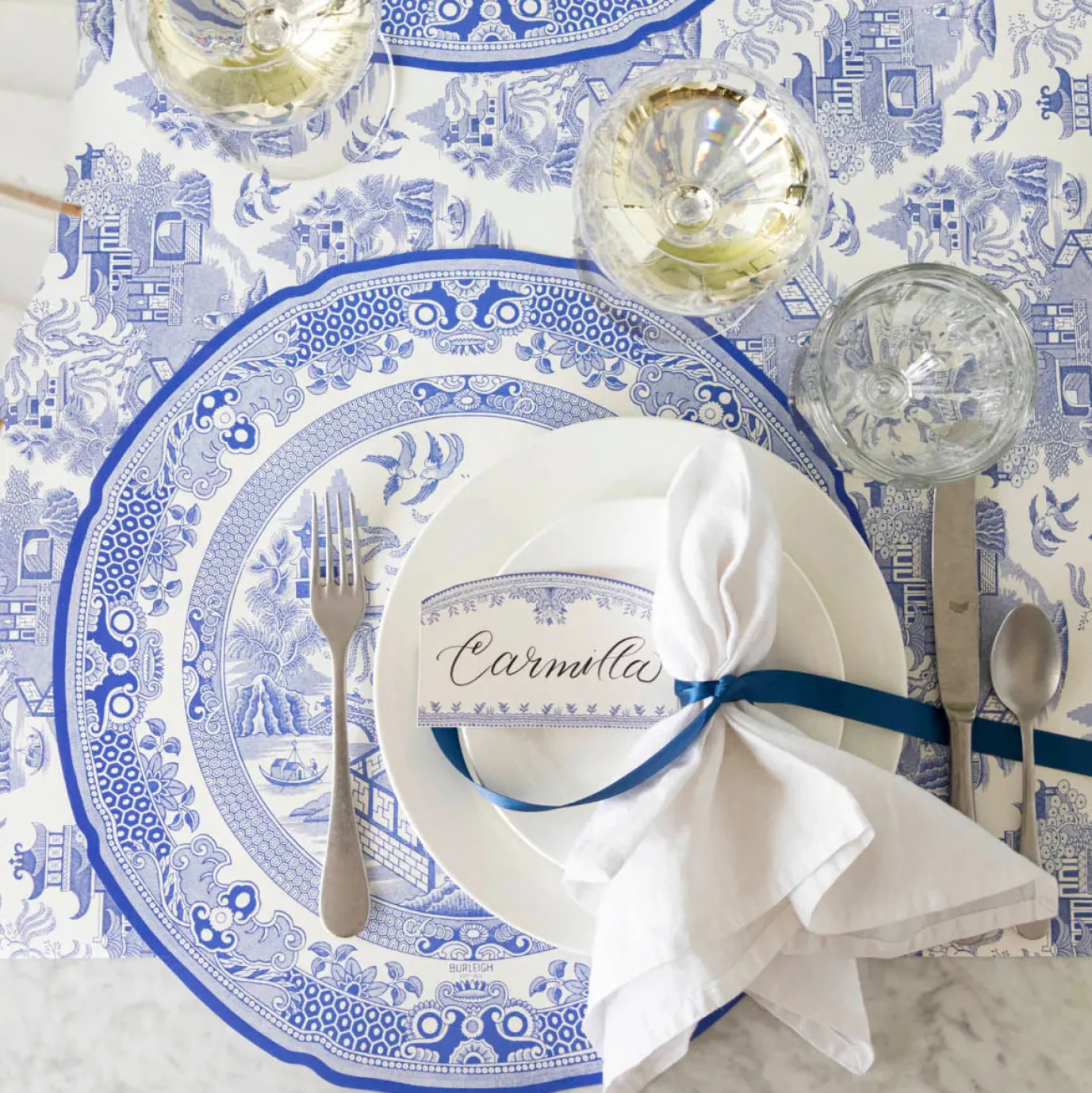 Blue Willow 12 Die-Cut Paper Placemats