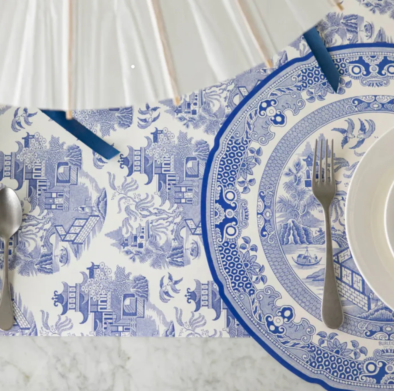 Blue Willow Burleigh Paper Table Runner