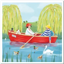 Boating on the Pond Greetings Card
