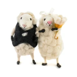 Bride and Groom Wedding Felt Sheep