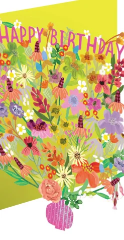 Bright Flowers, Birthday Laser Greeting Card