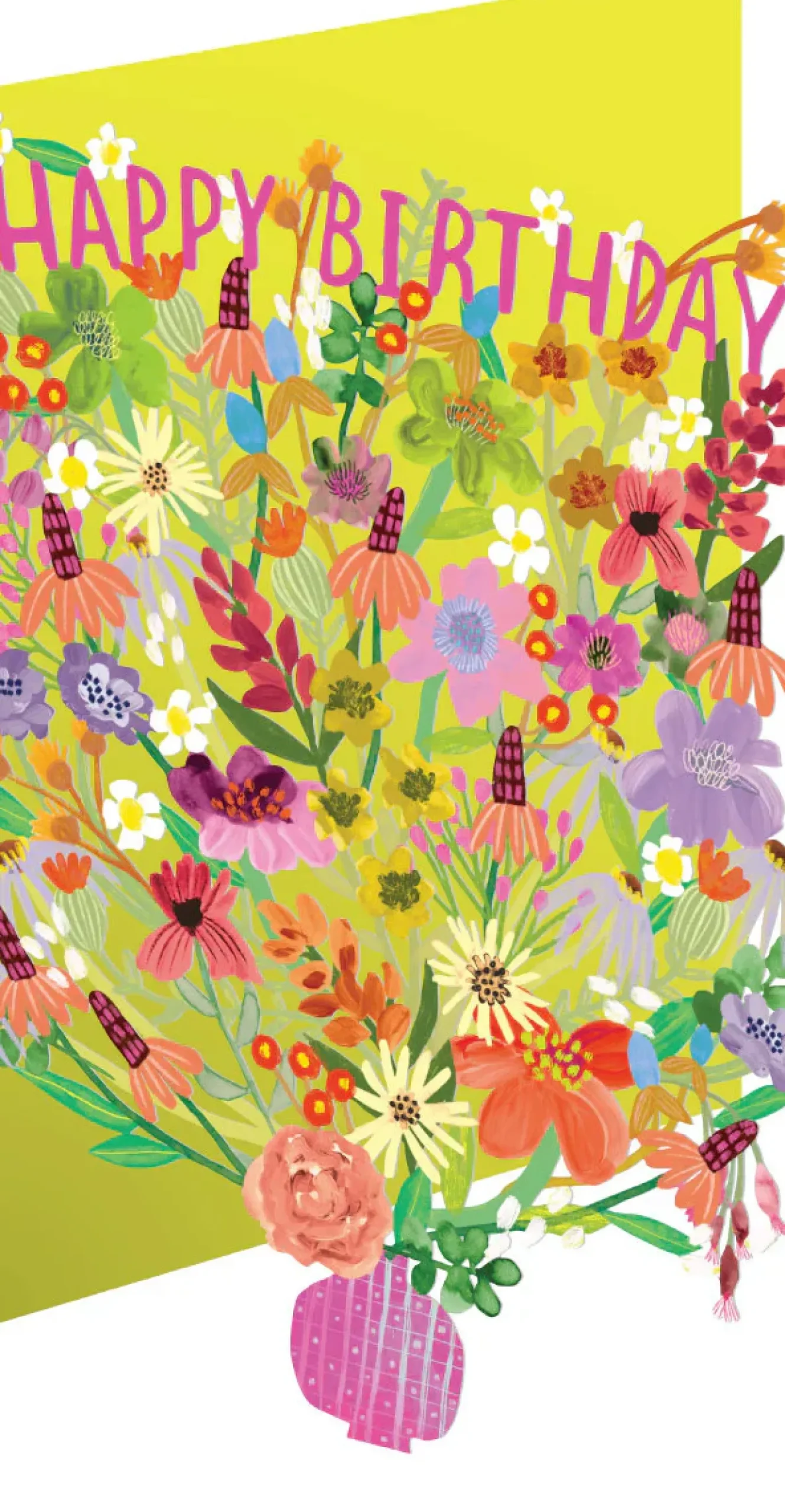 Bright Flowers, Birthday Laser Greeting Card