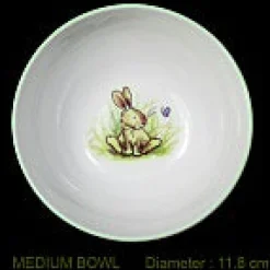 Bunny With Butterfly Medium Bone China Bowl