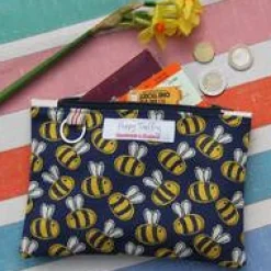 Busy Bee Flat Zip Purse with Keyring
