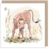 Calf With Butterflies Greetings Card
