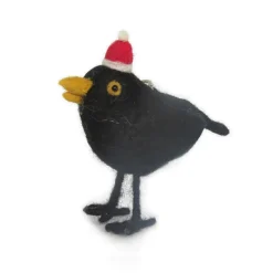 Calling Black Bird Felt Decoration