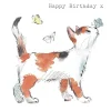Cat with Butterflies "Happy Birthday" Greetings Card