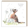 Cat with Dandelion "Birthday Wishes" Greetings Card
