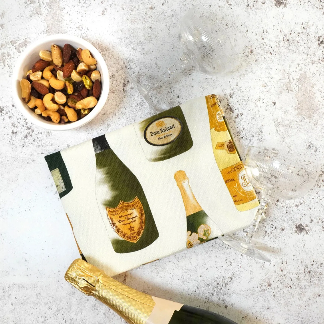 Champagne Tea Towel by Corinne Alexander