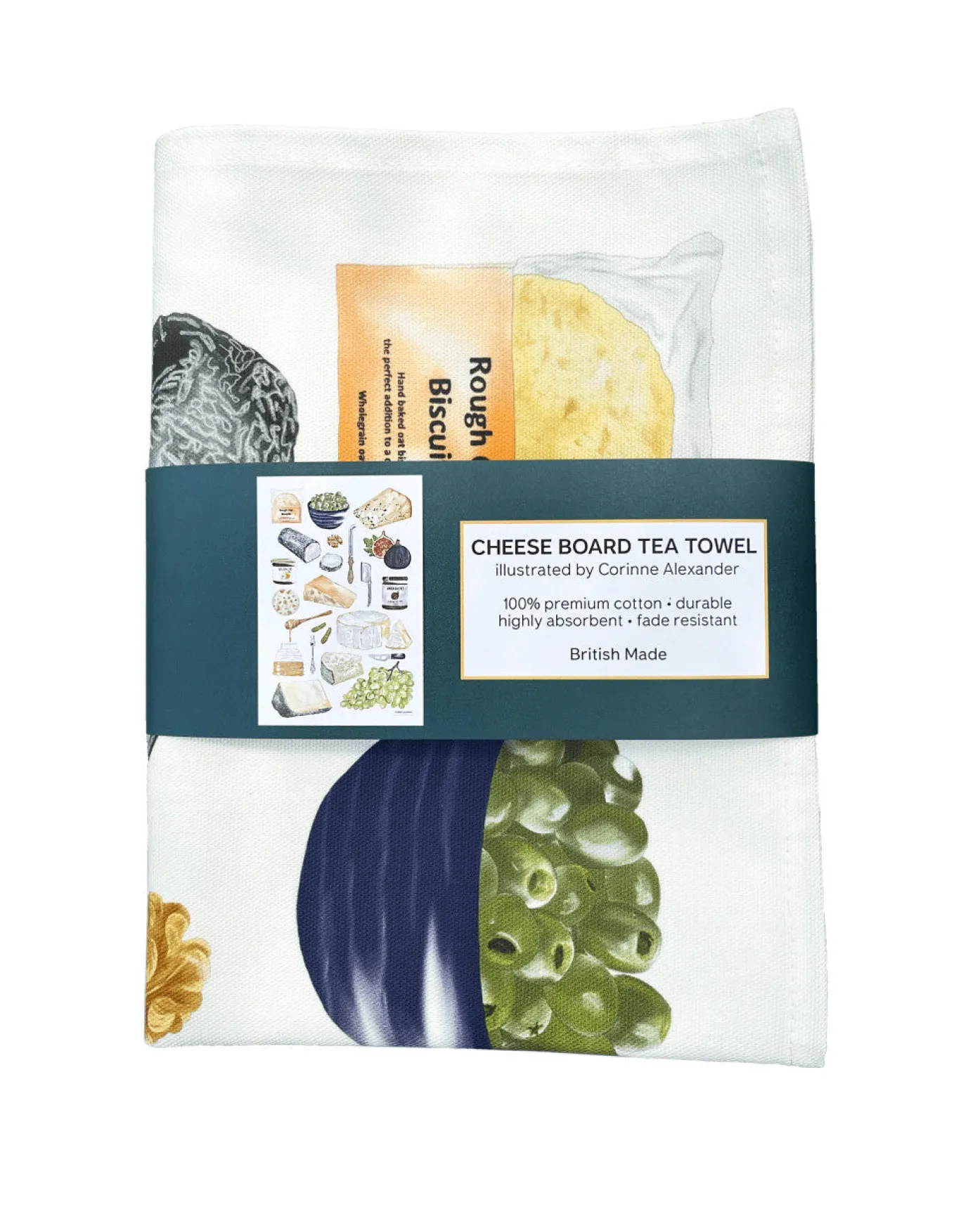 Cheese Board Tea Towel by Corinne Alexander
