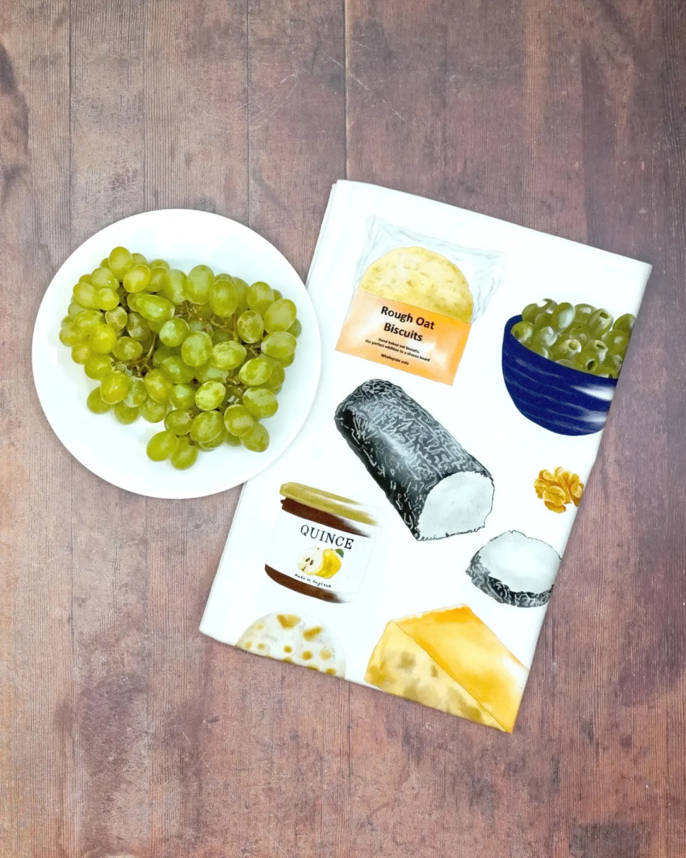 Cheese Board Tea Towel by Corinne Alexander