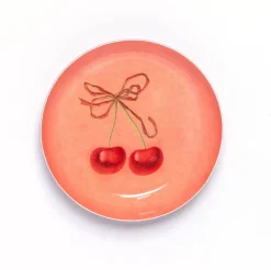 Cherries Round Enamel Printed Tray