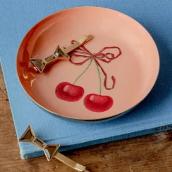 Cherries Round Enamel Printed Tray