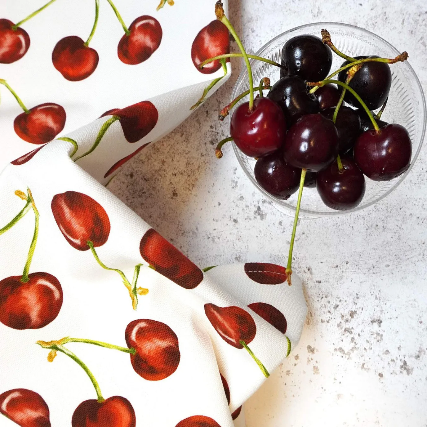 Cherry Tea Towel by Corinne Alexander