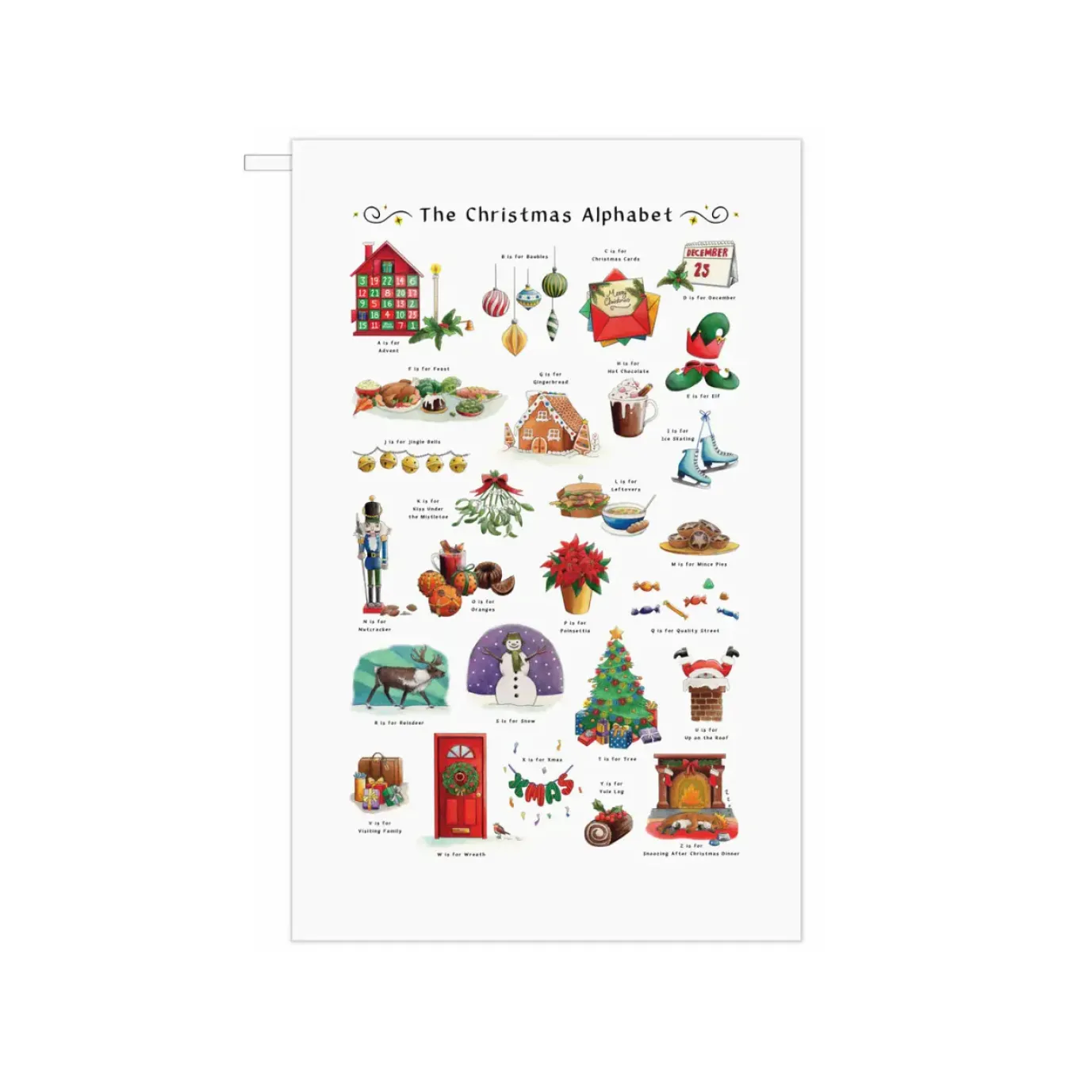 Christmas Alphabet Tea Towel