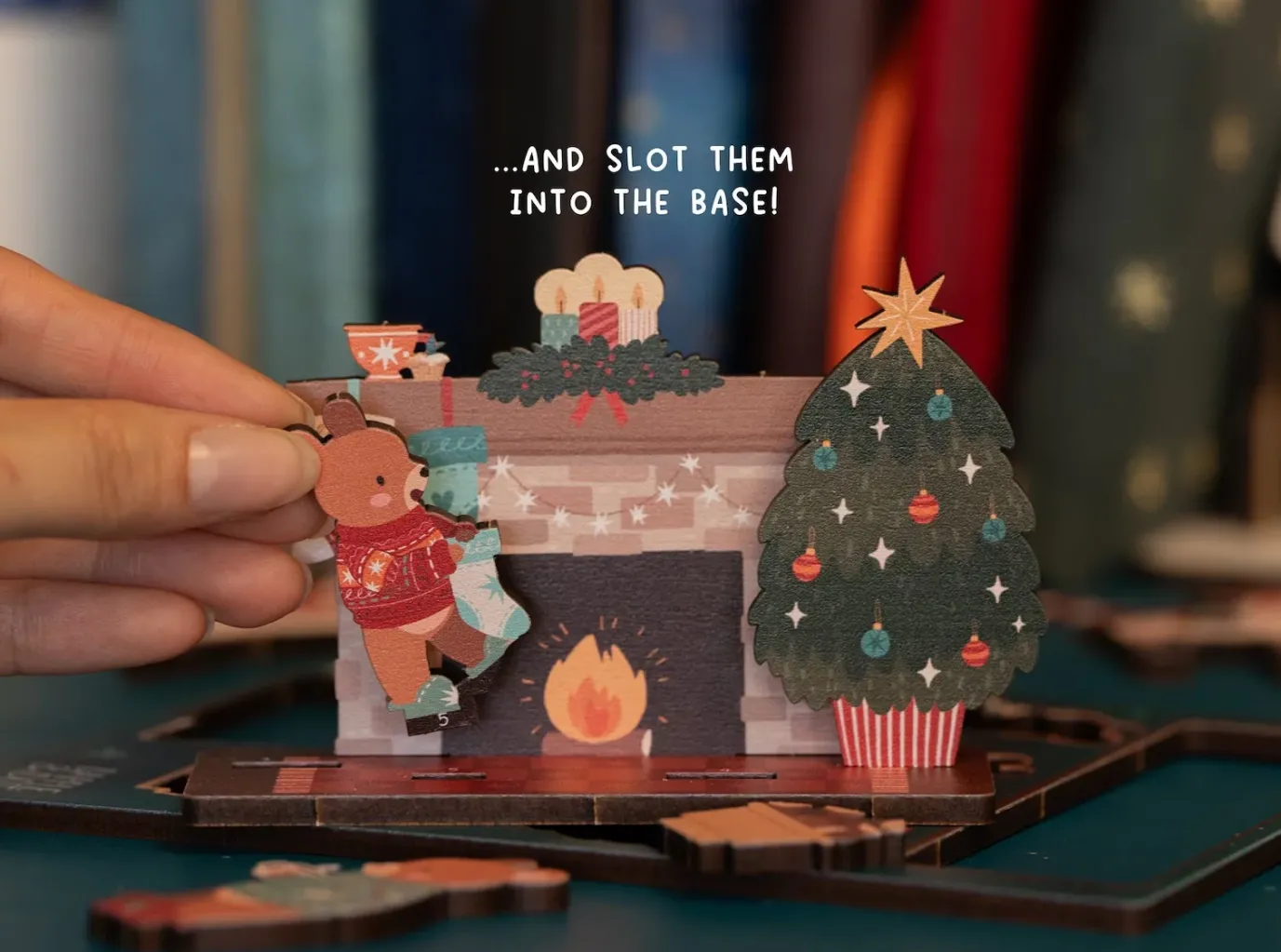 Christmas Bears Fireplace Pop Out Card