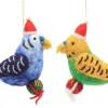 Christmas Budgie with a Present Felt Decoration