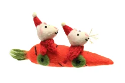 Christmas Carrot Car with Mice Felt Decoration