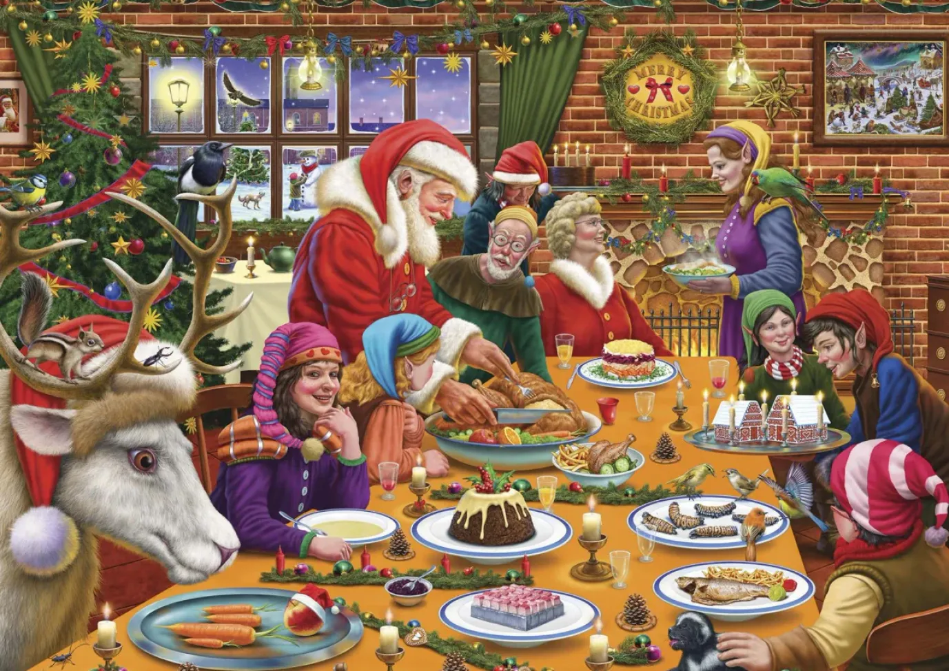 Christmas Dinner at Santa's Workshop 1000 Piece Jigsaw Puzzle