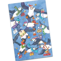 Christmas Flying Puffin Tea Towel